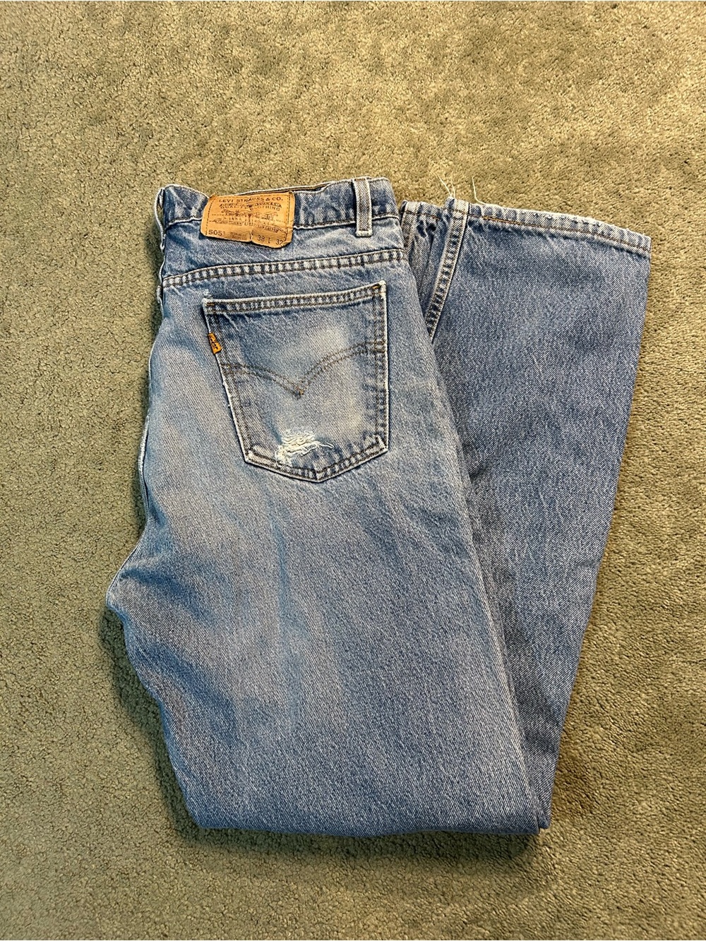 Vintage Levis 505 Orange Tab Jeans 34x30 USA Baggy 90s Work Denim Faded